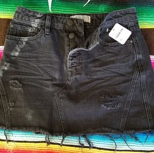 Free people denim cut off mini skirt